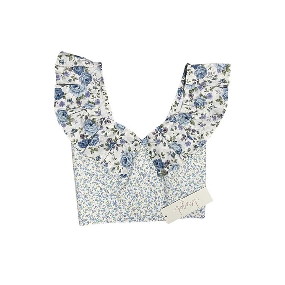 PETERSYN Sybil Crop Top in Seaside‎ Spring Summer Ditsy Floral Rose Small NEW - Picture 1 of 8